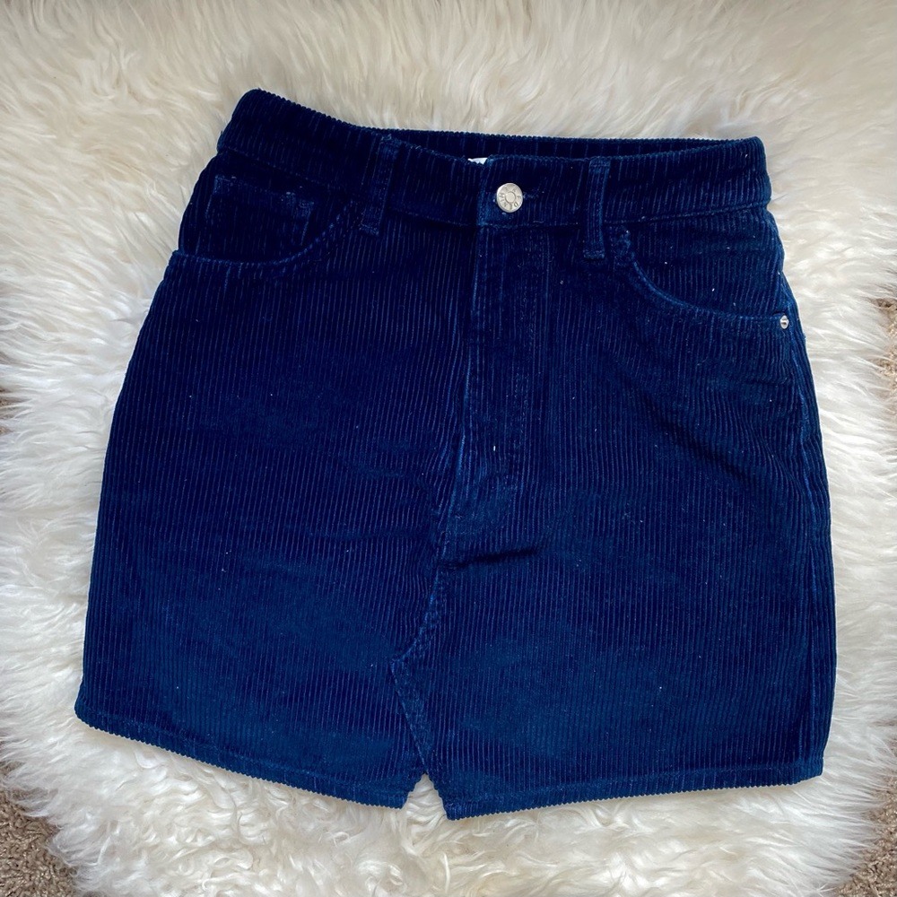 ZARA Navy Blue Corduroy Mini Skirt